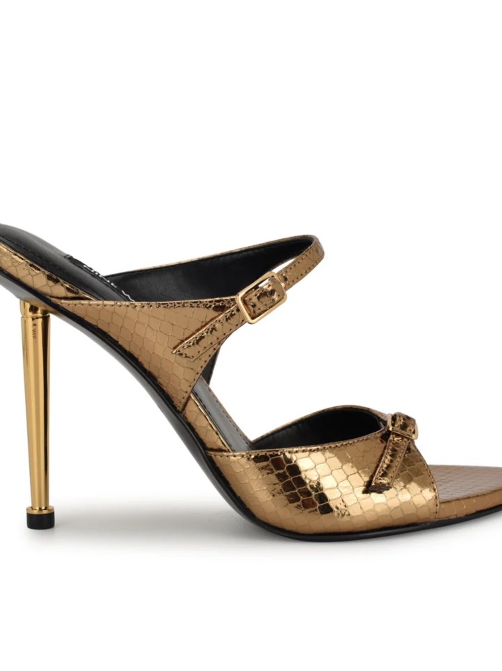 Nine West Reida, Bronze Faux-Snakepoint Stiletto Mules 8.5M